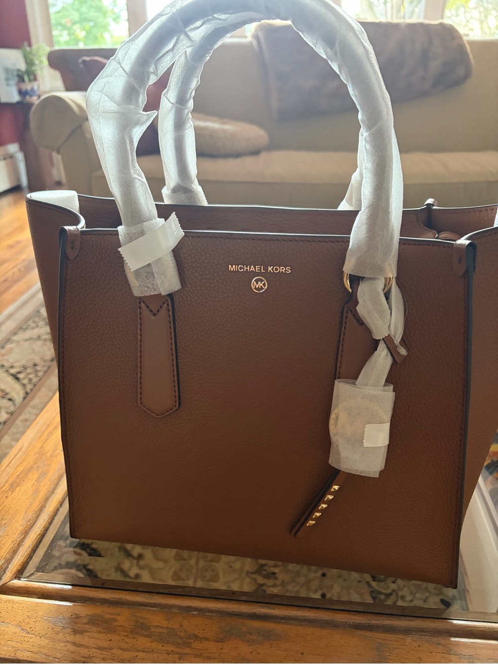 NWT Michael Kors Large KRIS Satchel in pebbled leather